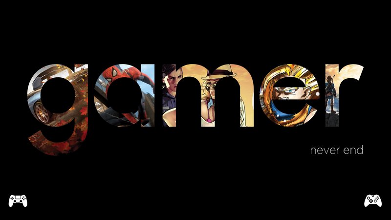 Gamer Text with Characters — Black