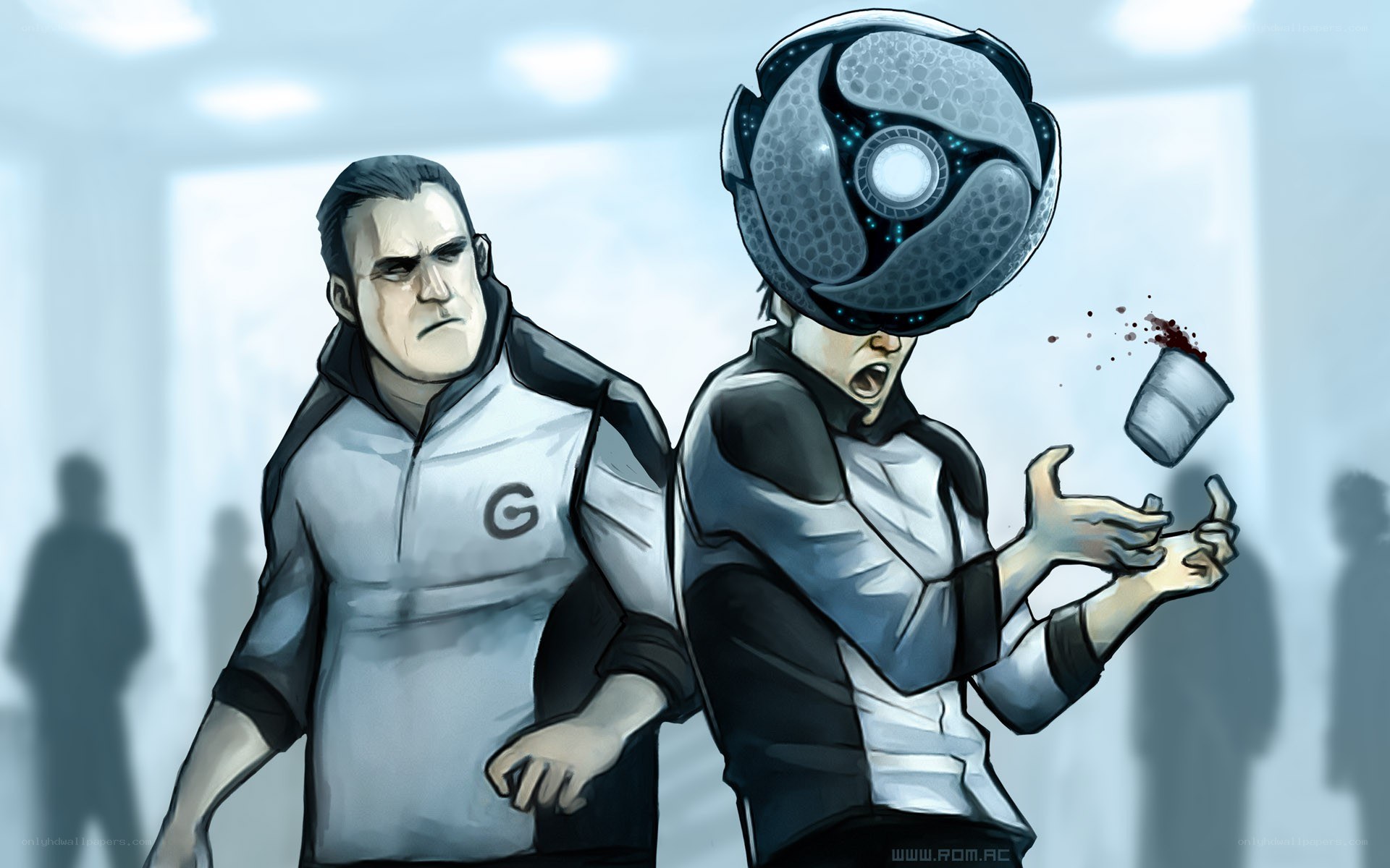 Gamer with a robotic head