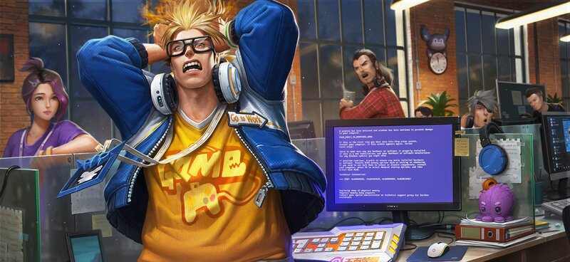 Gamer with Computer Crash