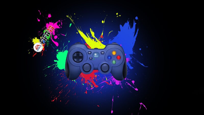 Gaming controller with paint splatters