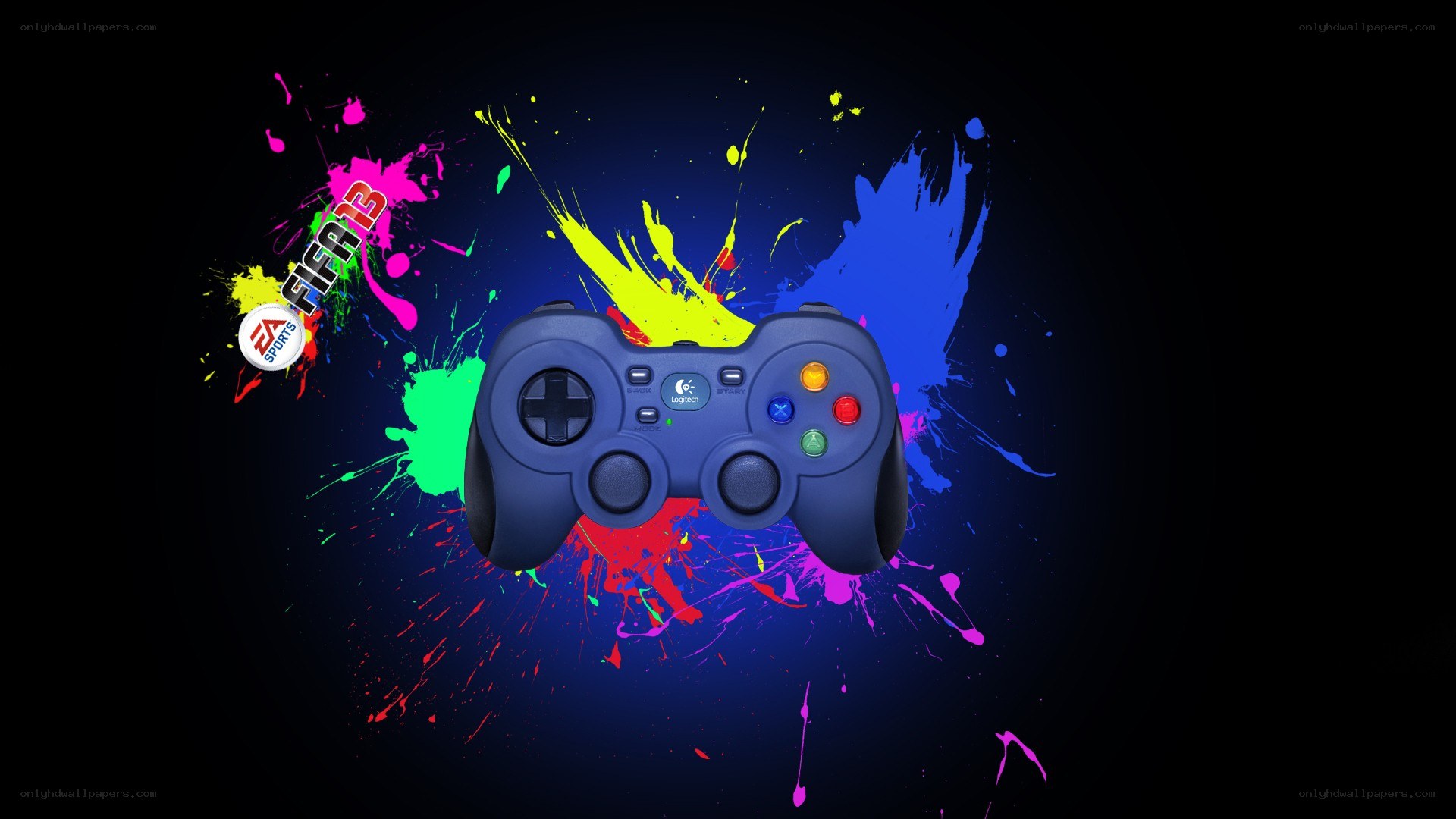 Gaming controller with paint splatters