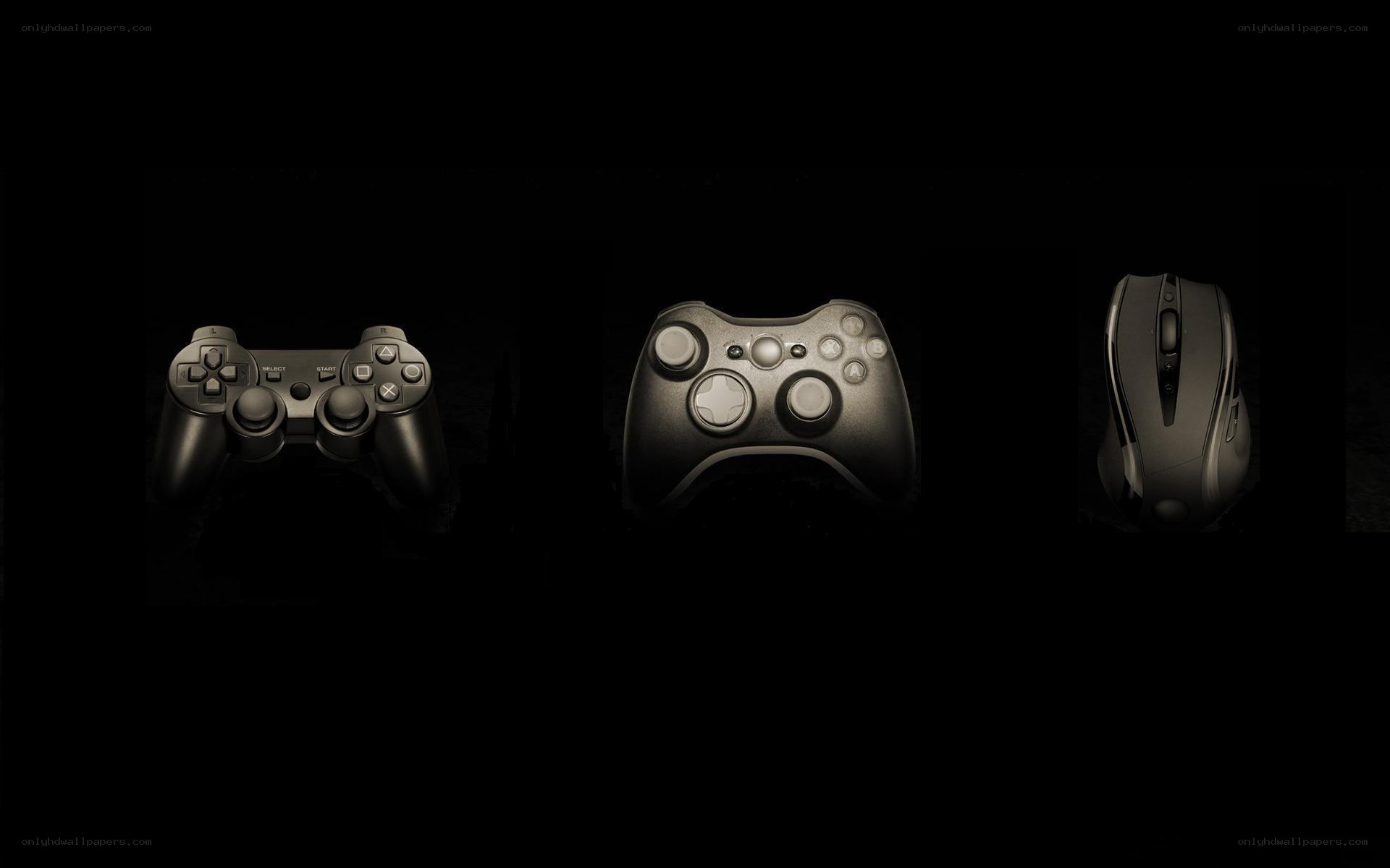 gaming controllers in dark setting