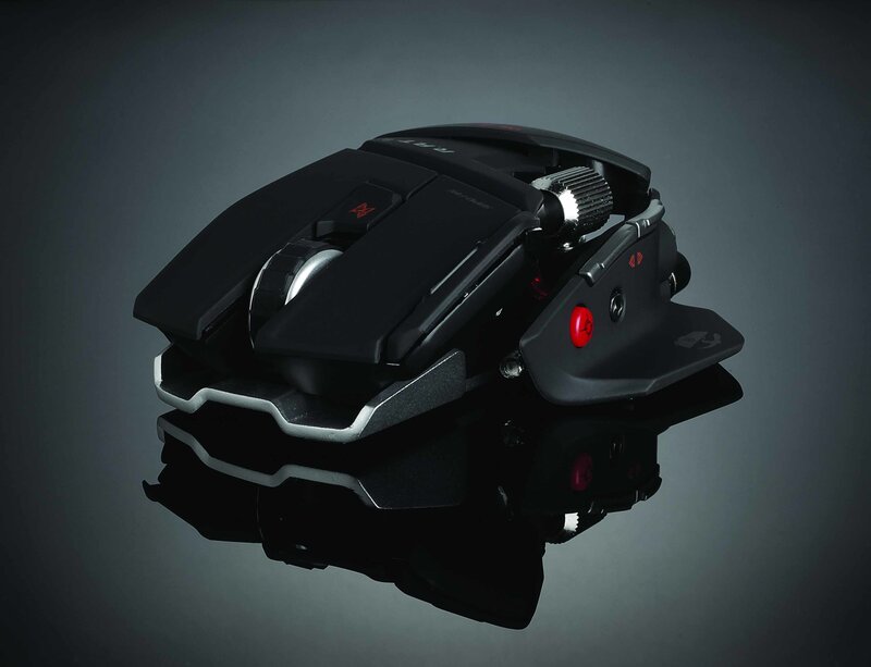 gaming mouse with red accents