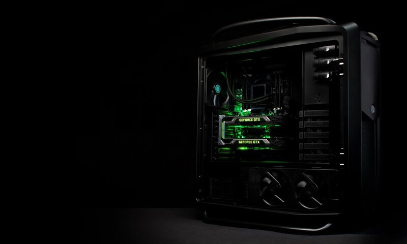 gaming pc with green lighting