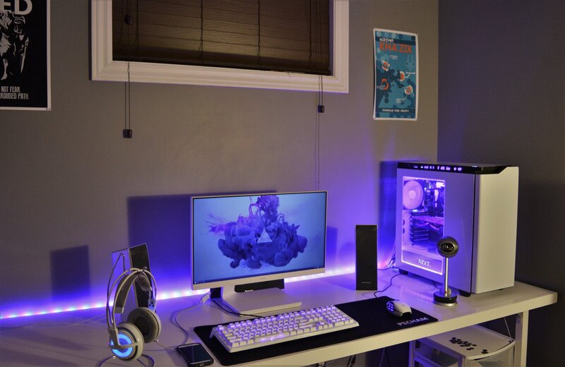 Gaming Setup on Desk — Purple