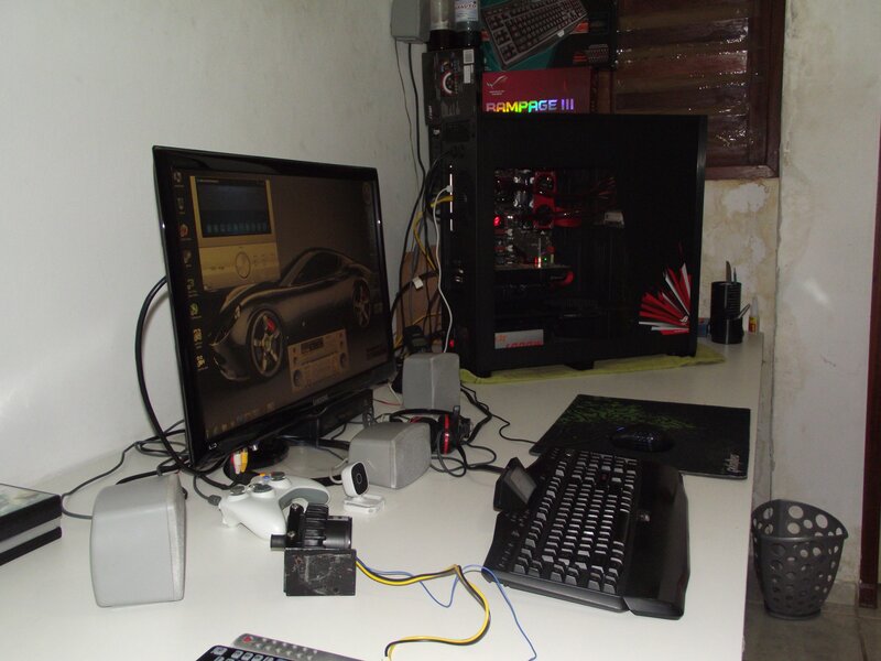 gaming setup with computer and accessories