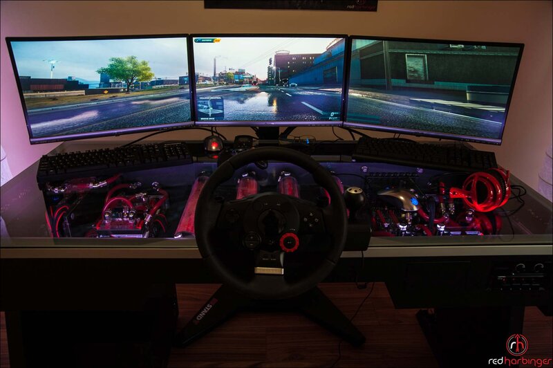 Gaming Setup with Steering Wheel — Black