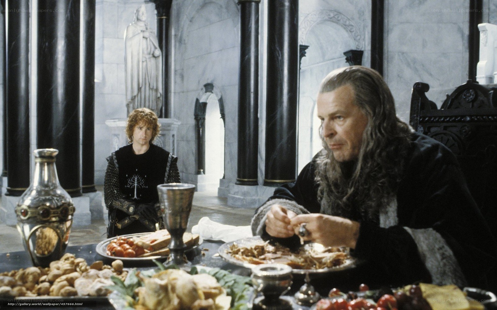 Gandalf and Frodo at a feast