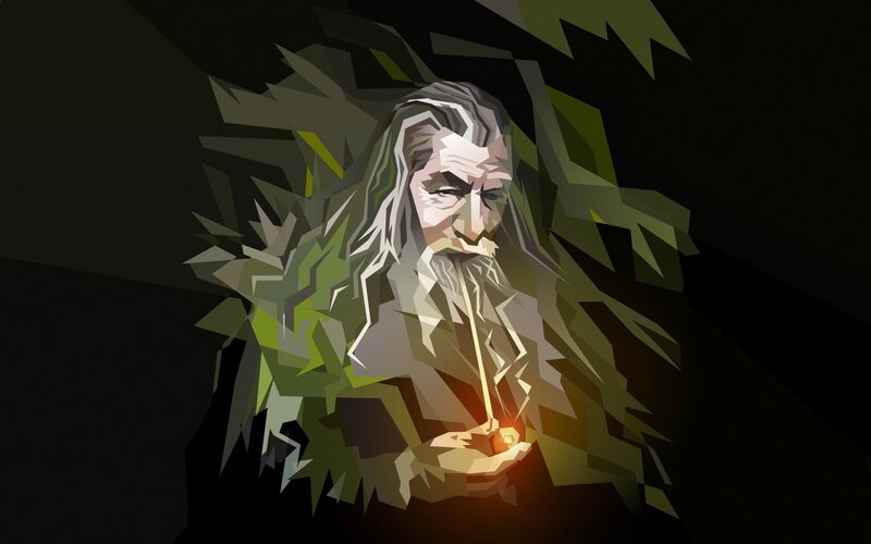 Gandalf holding a glowing staff