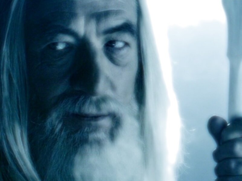 Gandalf in a blue light