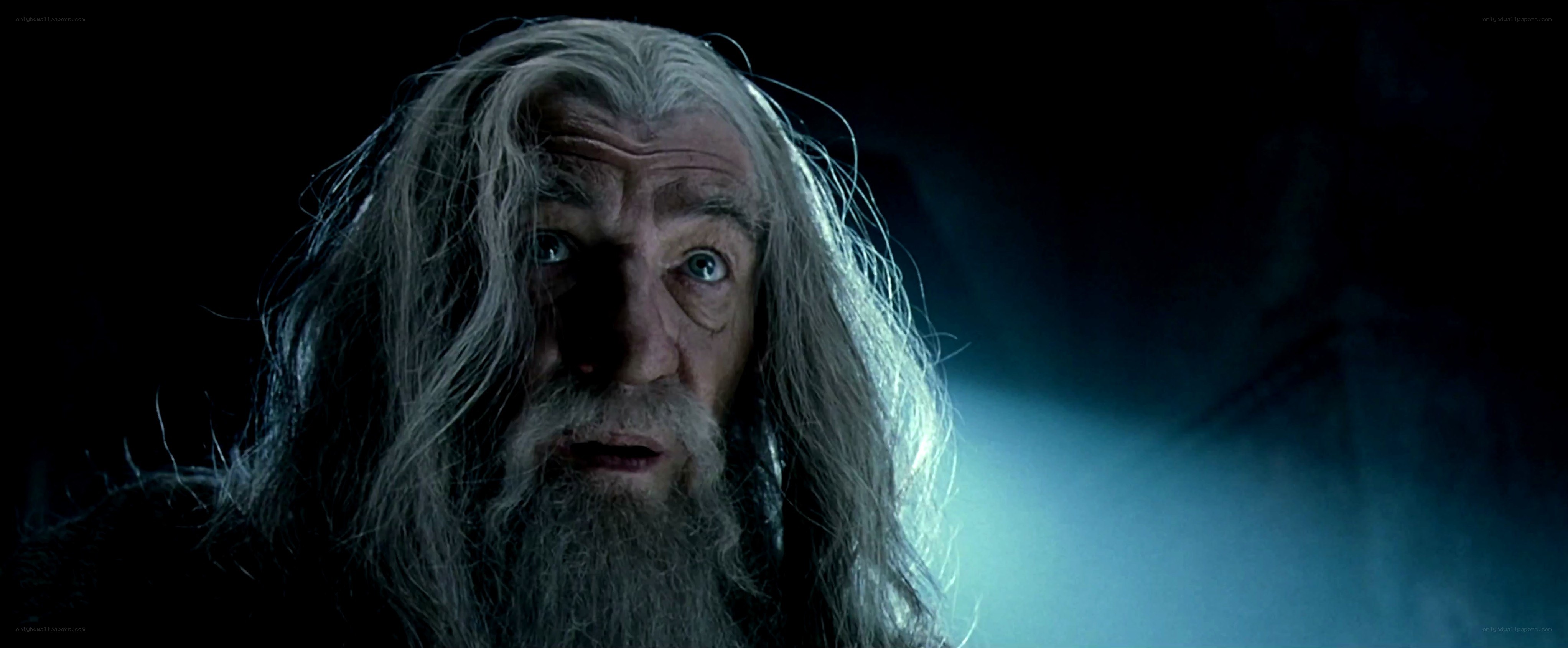 Gandalf in a dark scene