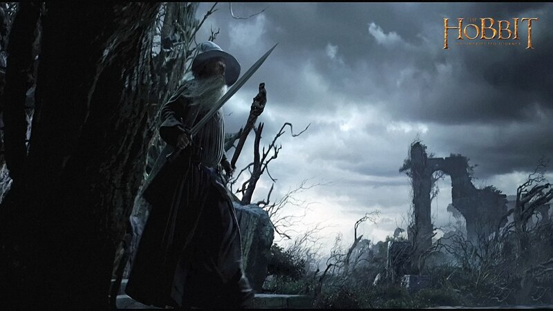 Gandalf in a desolate landscape