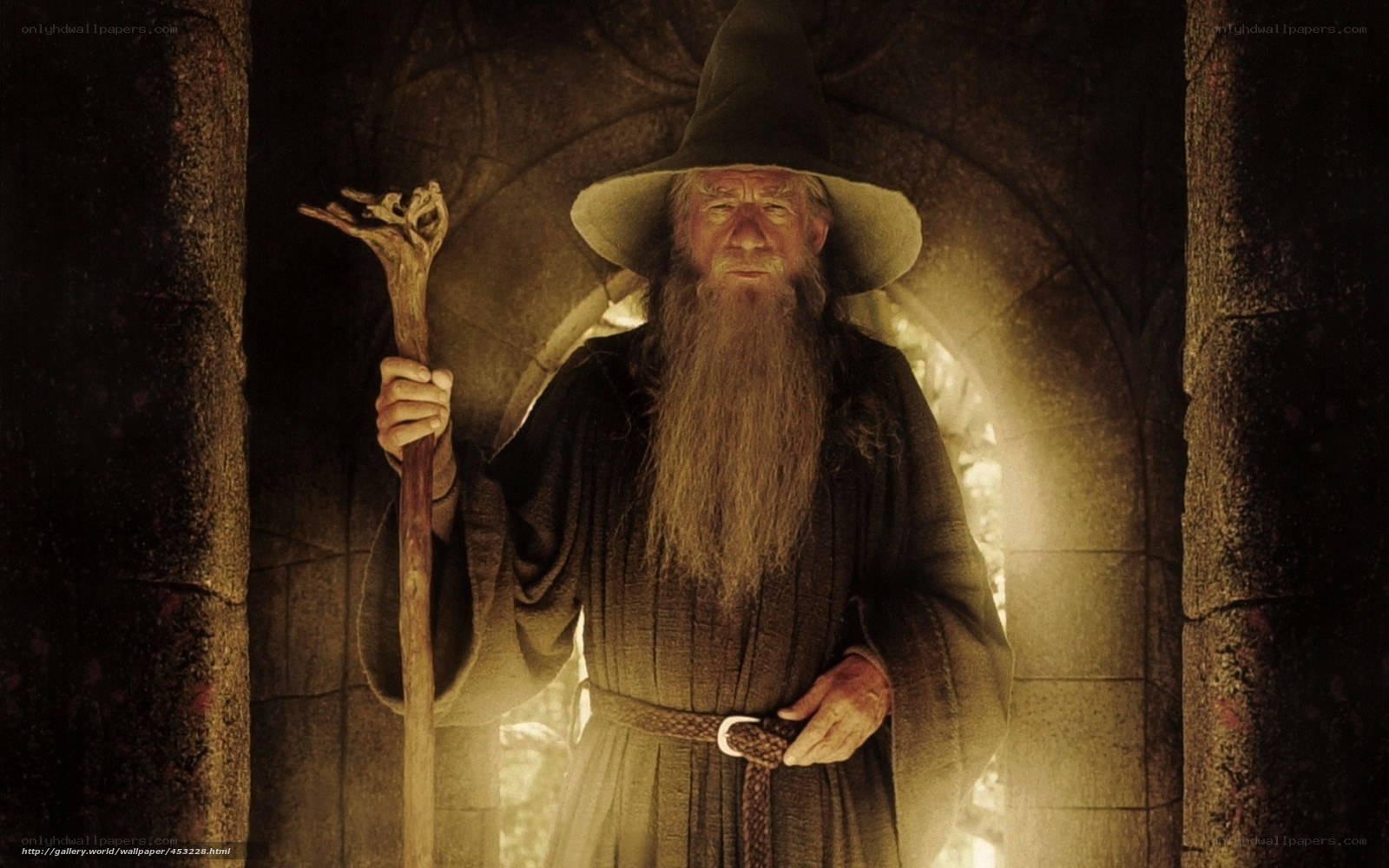 Gandalf in a stone archway