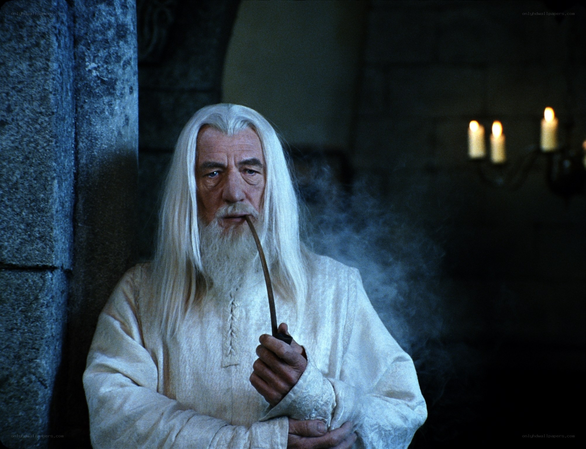 Gandalf smoking a pipe