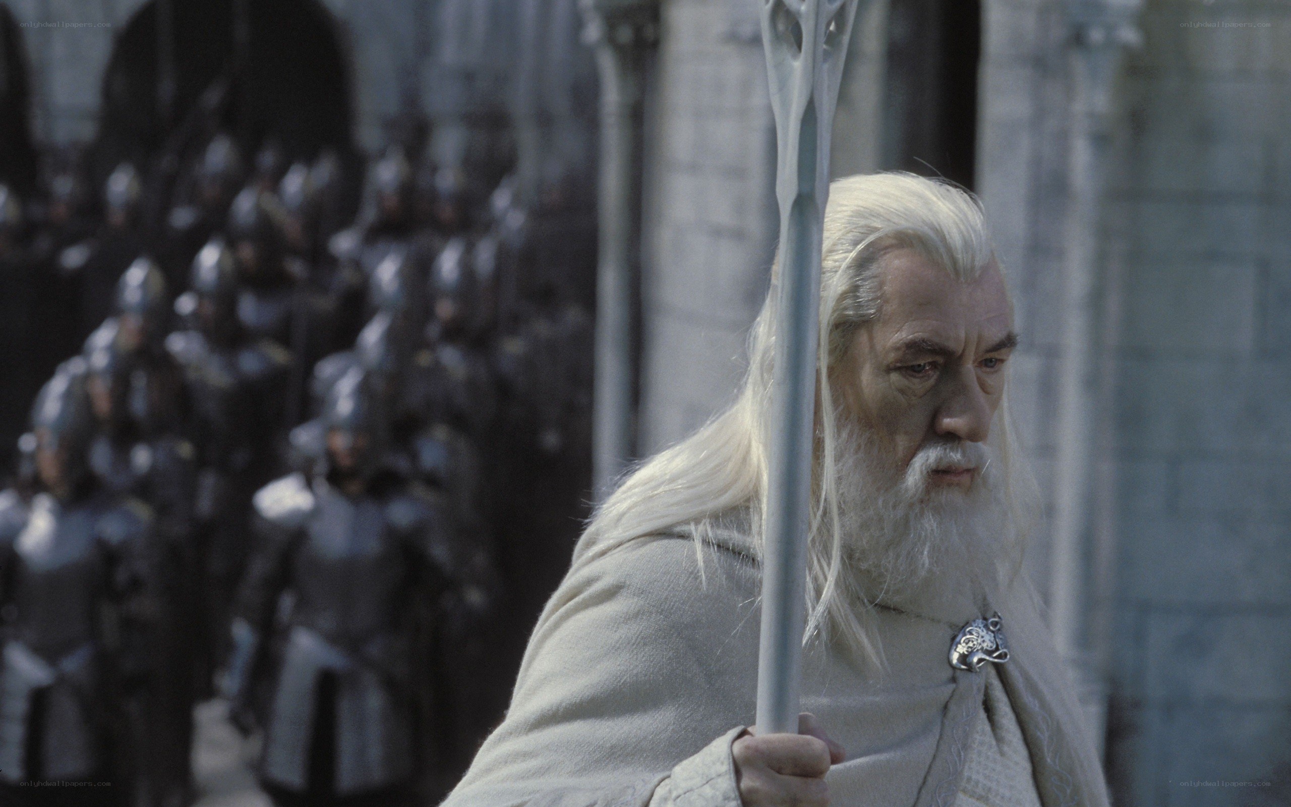 Gandalf with army in background