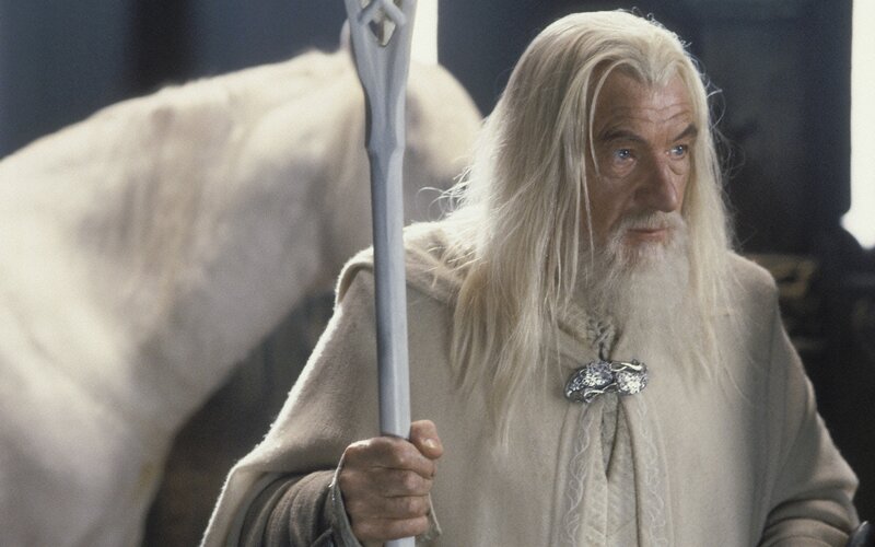 Gandalf with staff and horse