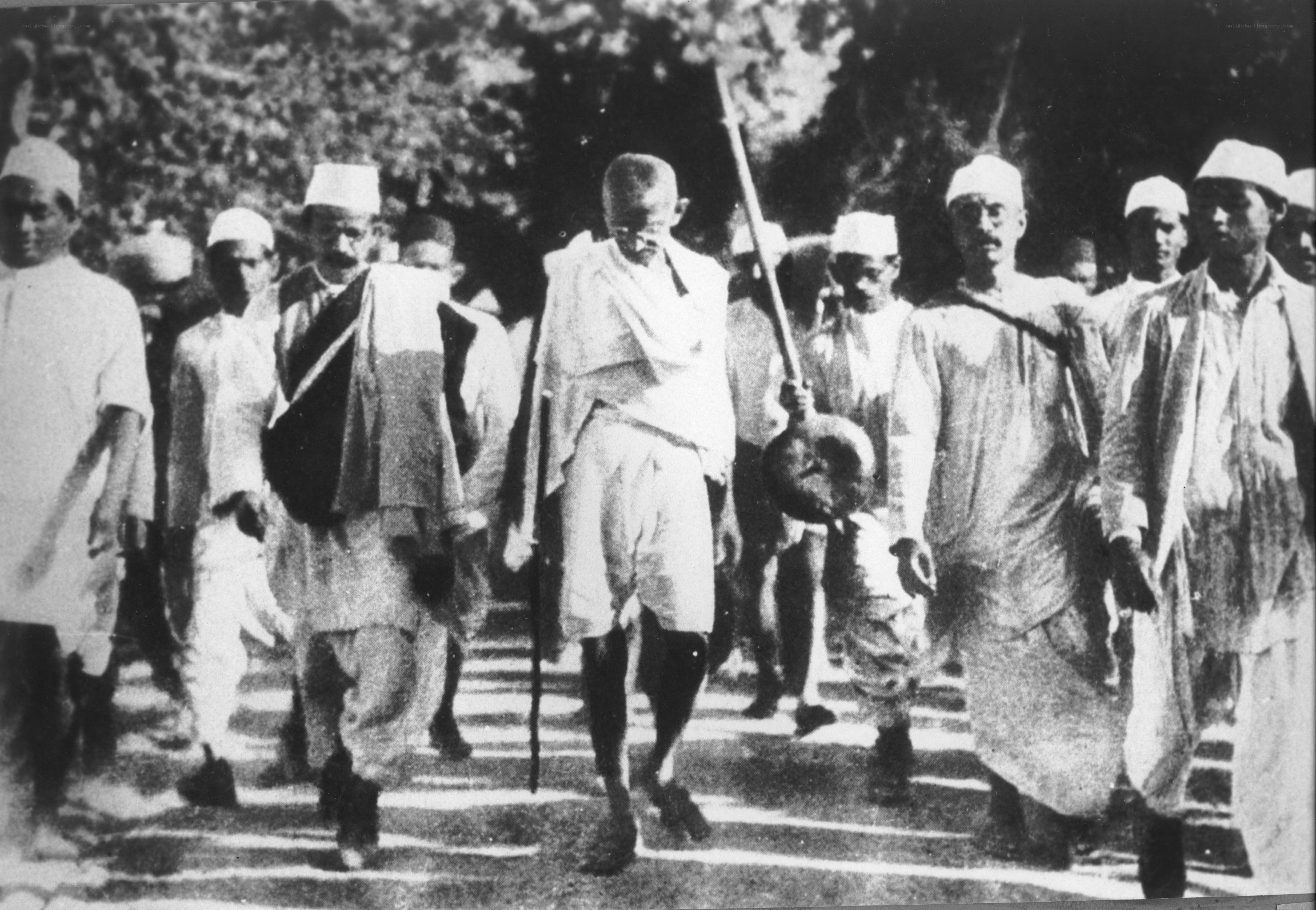 Gandhi leading a march