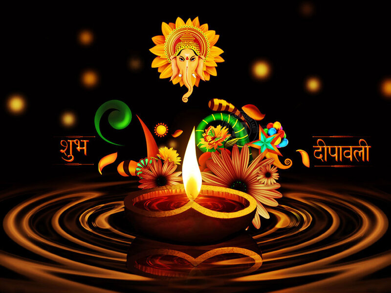 Ganesh Diya with Flowers