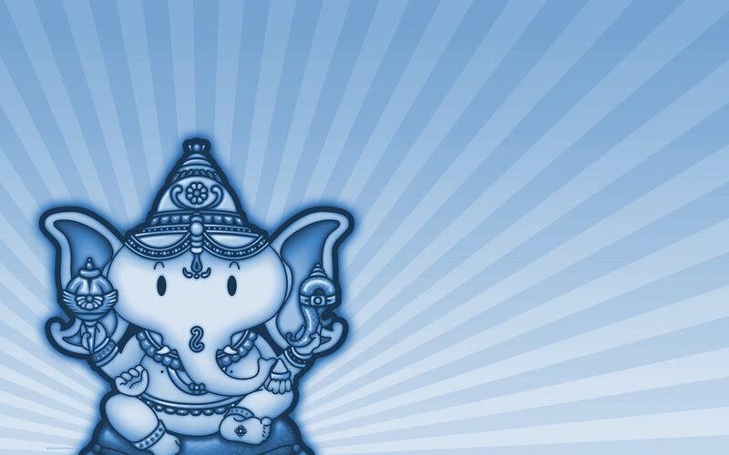 Ganesha cartoon on blue background
