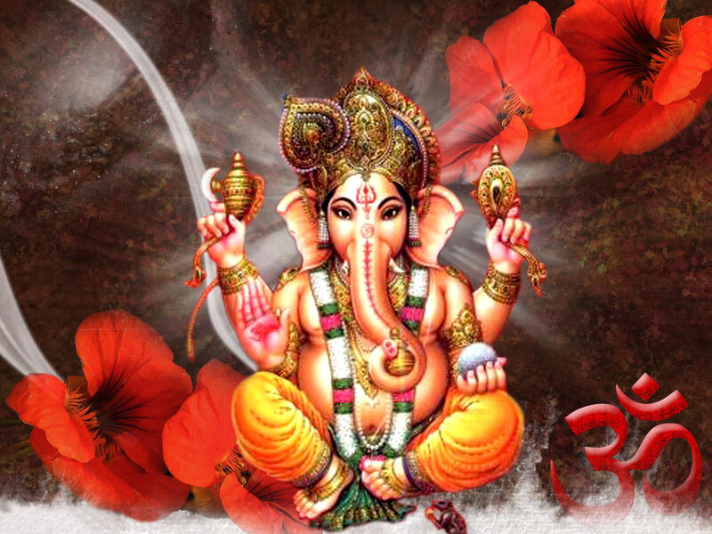 Ganesha Deity with Flowers