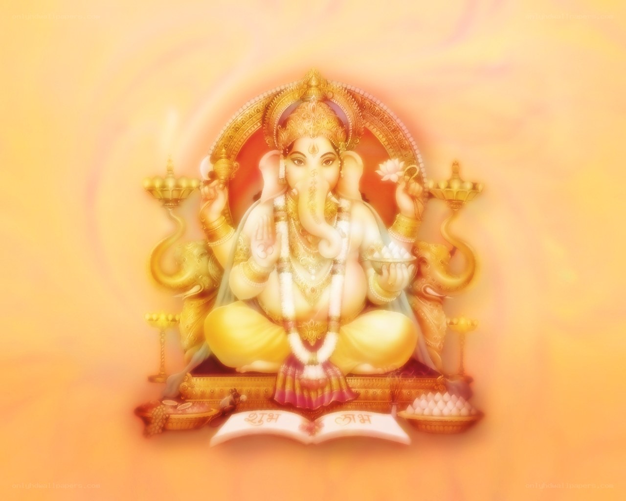 Ganesha deity with offerings