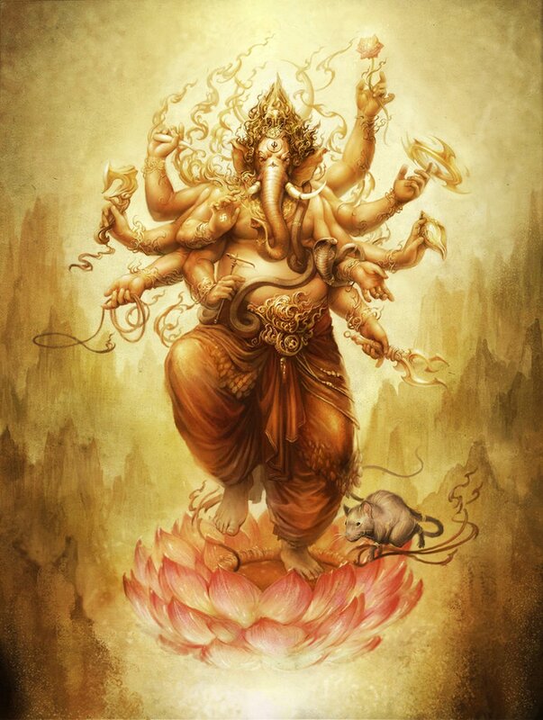 Ganesha on Lotus Flower