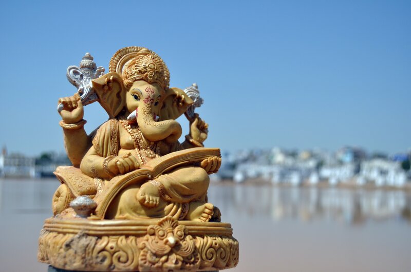 Ganesha statue by the river