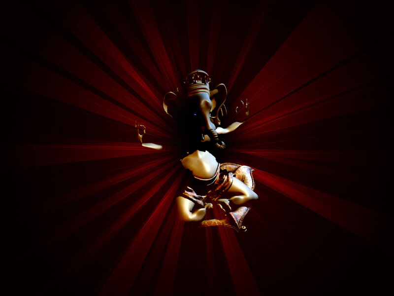Ganesha statue with red rays
