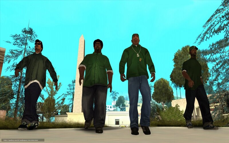 Gang members in green jackets