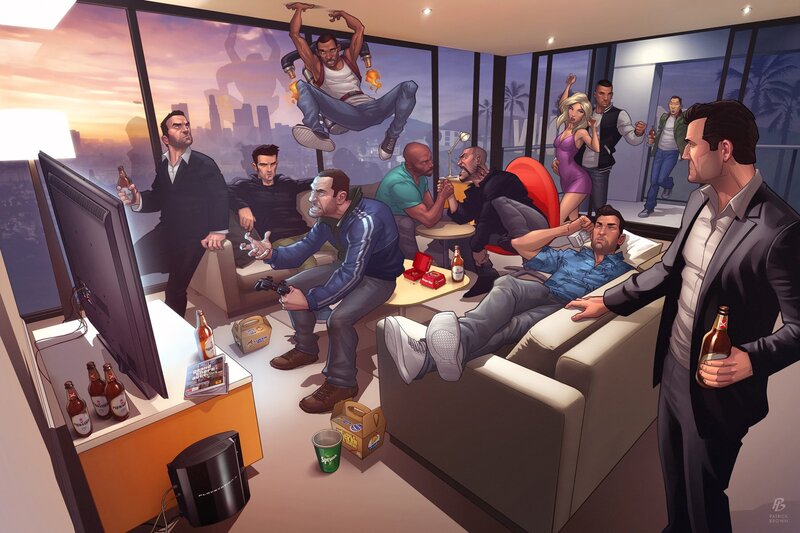 Gang members partying in apartment