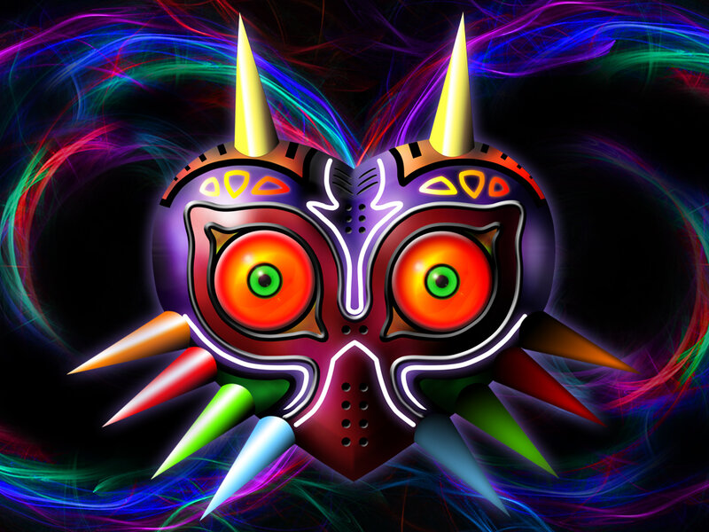 Ganon's Mask in a Neon Storm