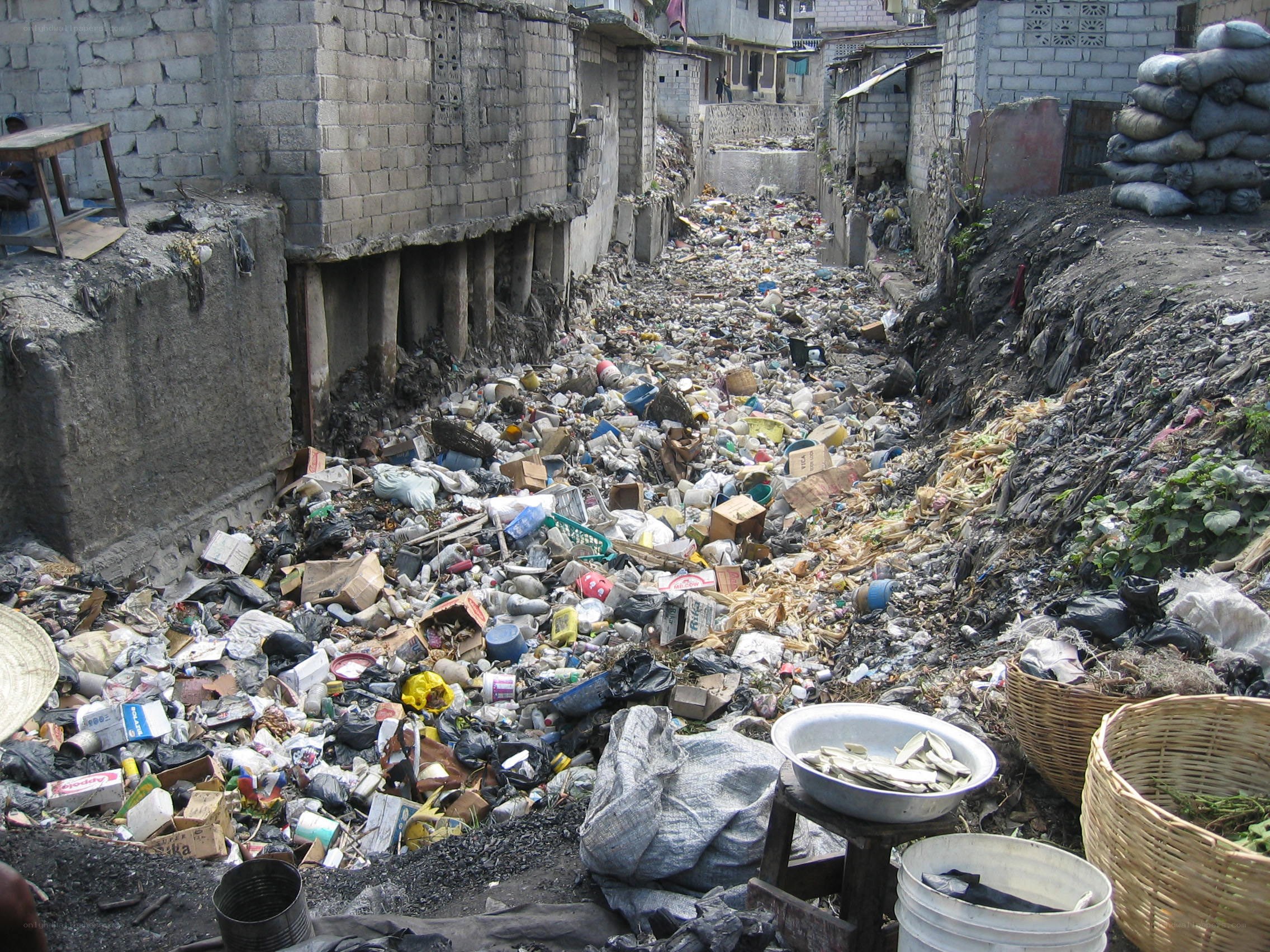 Garbage-filled drainage canal