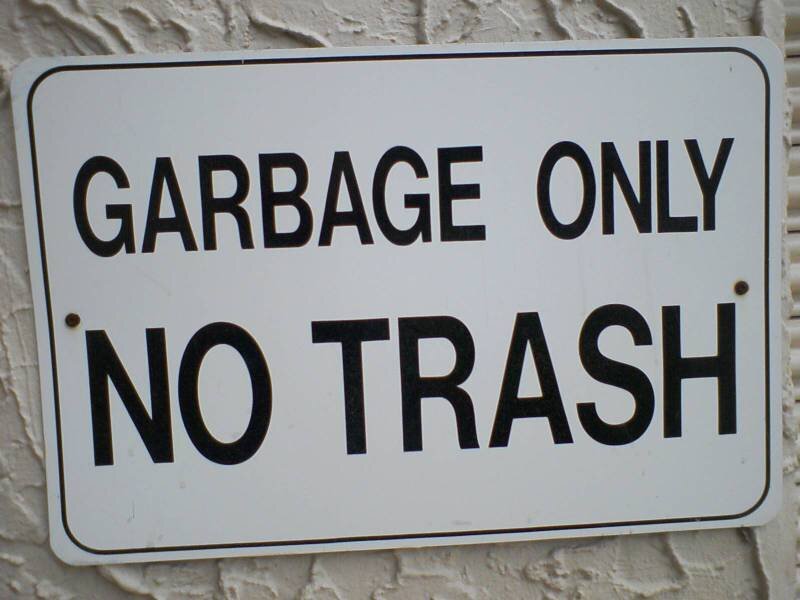 garbage only no trash sign