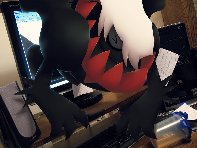 Garchomp on a desk