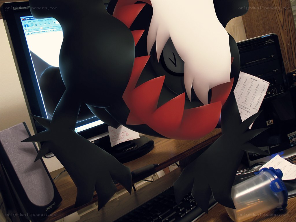 Garchomp on a desk