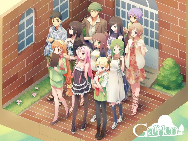 Garden anime group portrait
