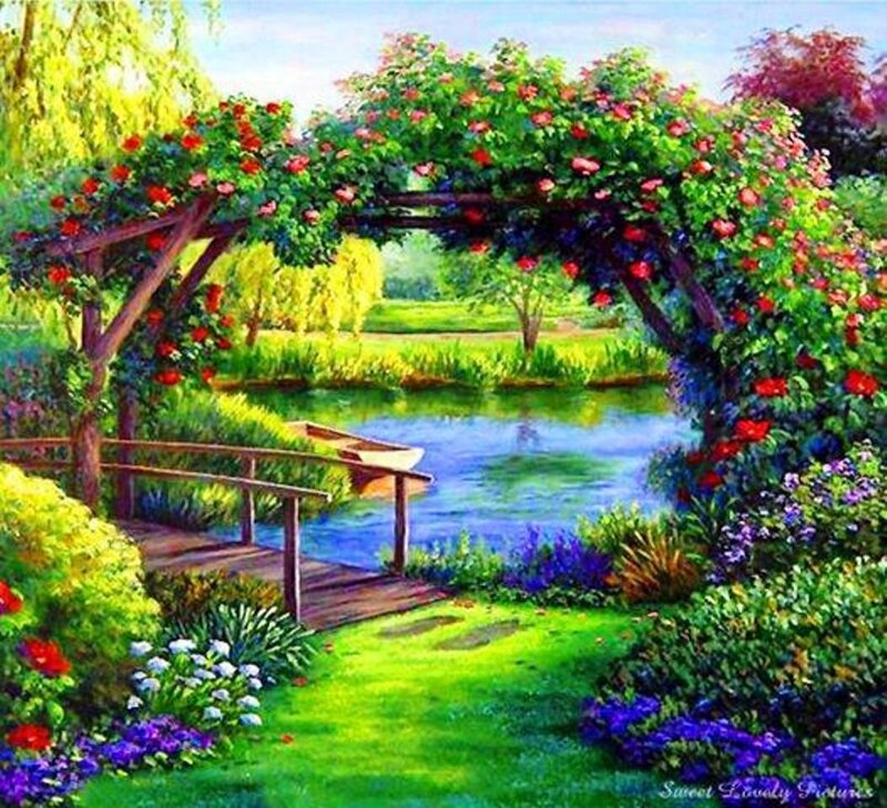 Garden Arbor over Pond