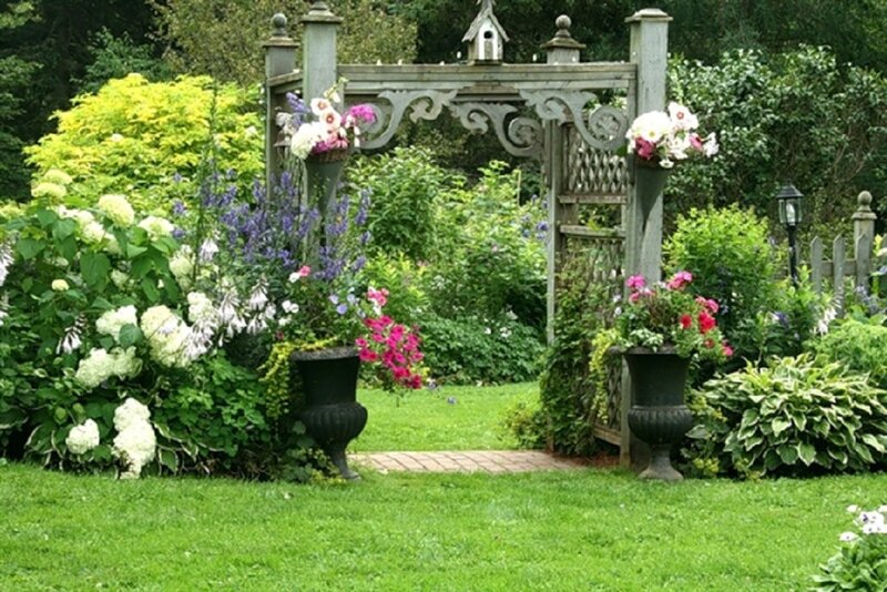Garden Arch with Flowers — Green, Serene, Summer