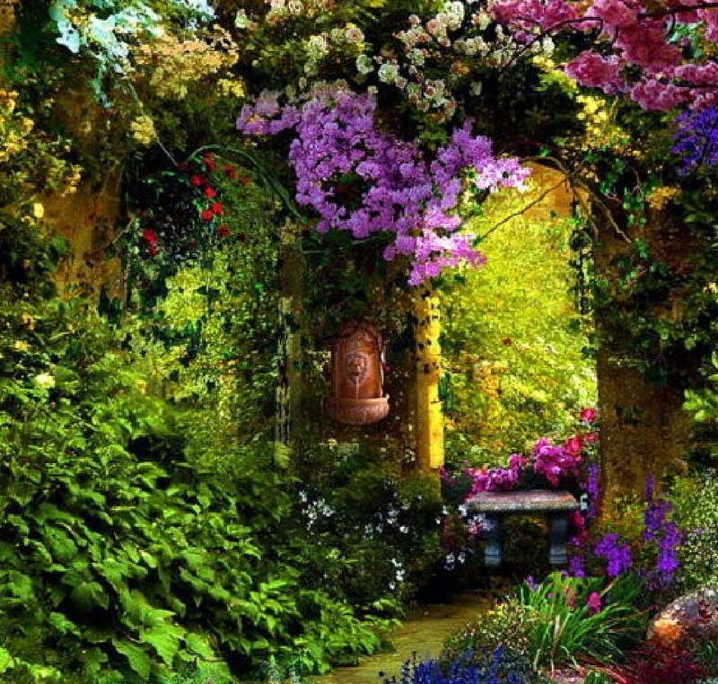Garden Arch with Flowers — Green, Serene