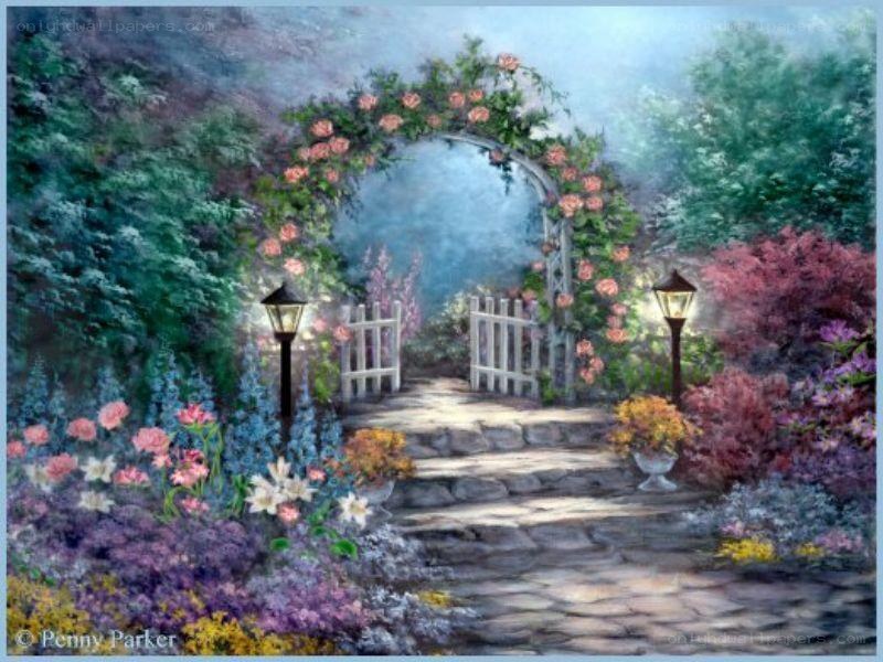 Garden arch with roses