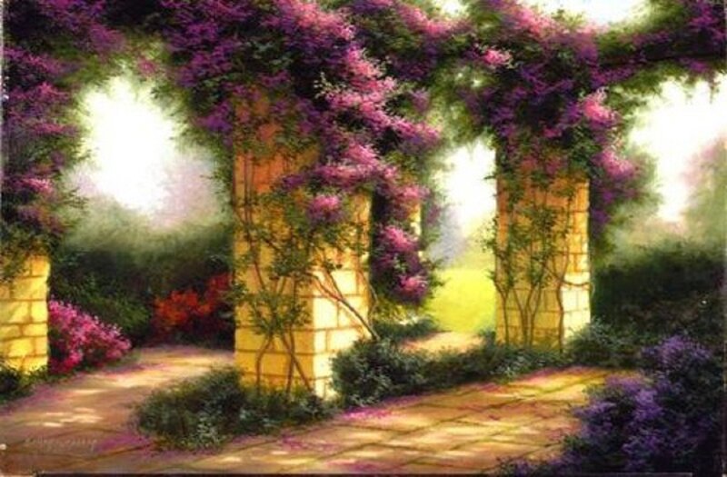 Garden Archway with Flowers — Purple