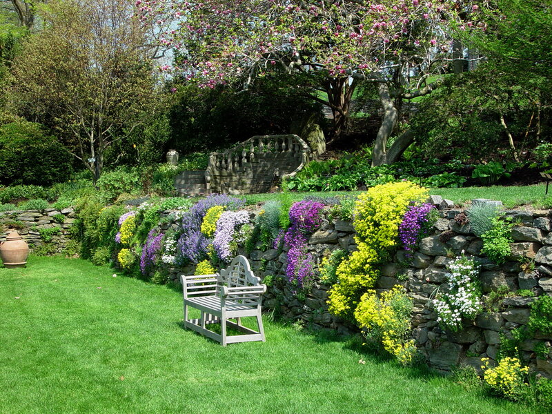 Garden Bench and Flowers