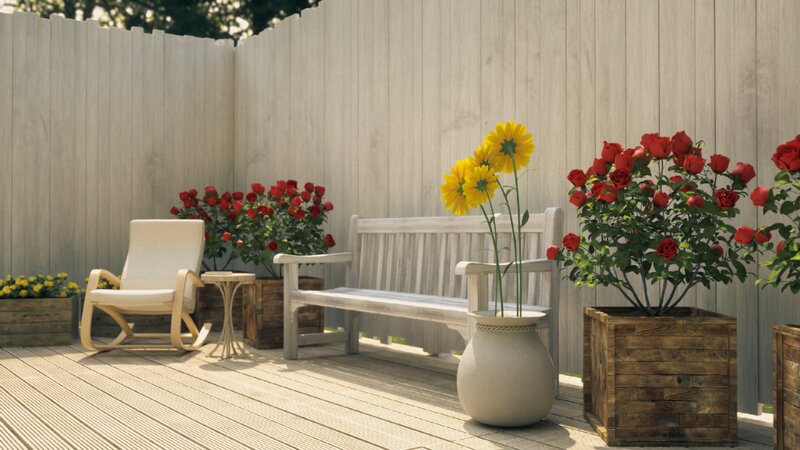 Garden Bench with Flowers — Beige