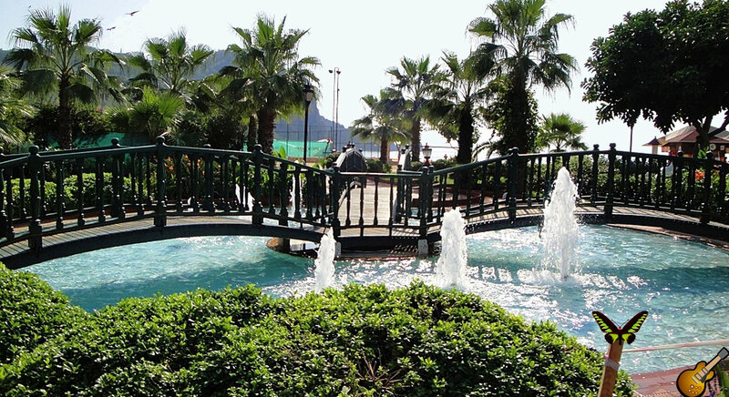 Garden Bridge with Fountains