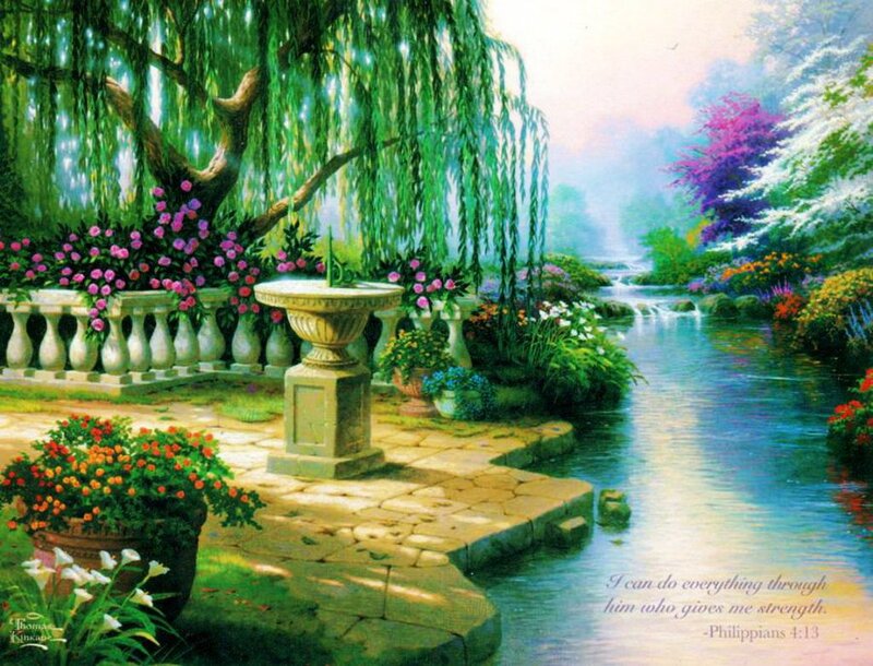 Garden by a River — Green, Serene