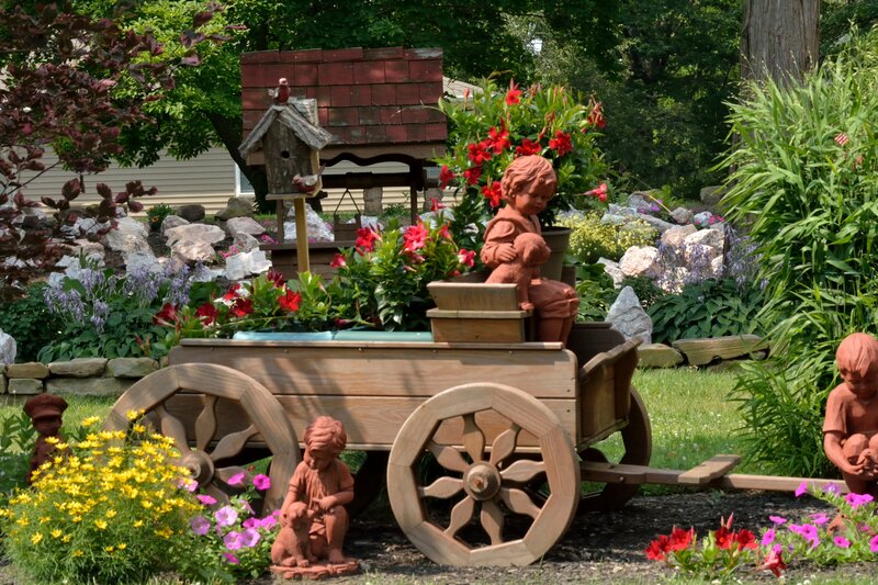 Garden Cart with Statues