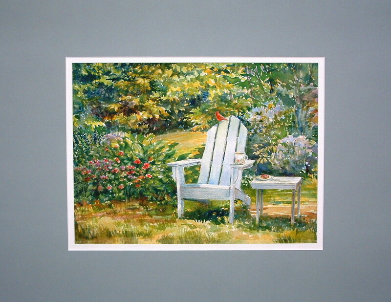 Garden chair with red bird