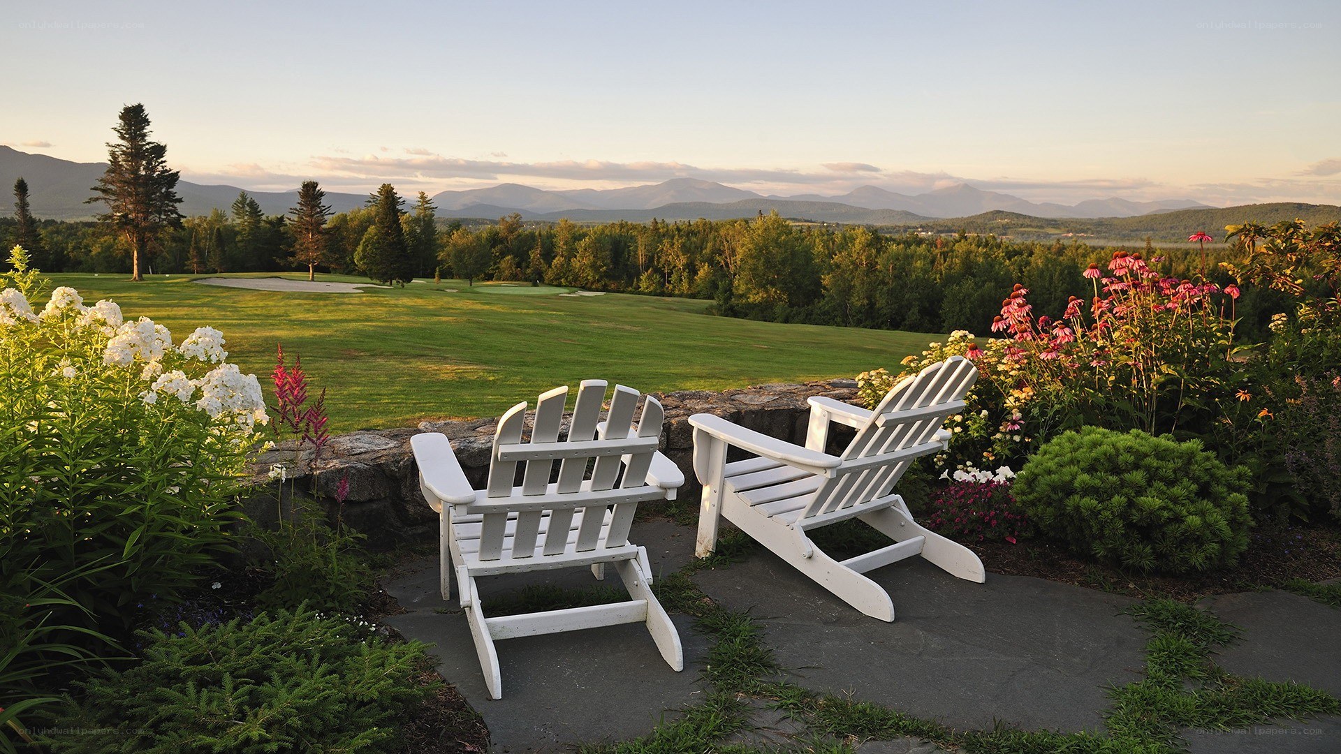 Garden chairs with mountain view