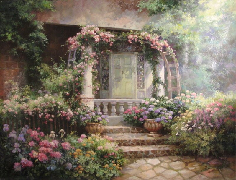 Garden Entrance with Flowers — Green