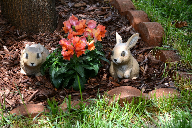 Garden Figurines and Flowers